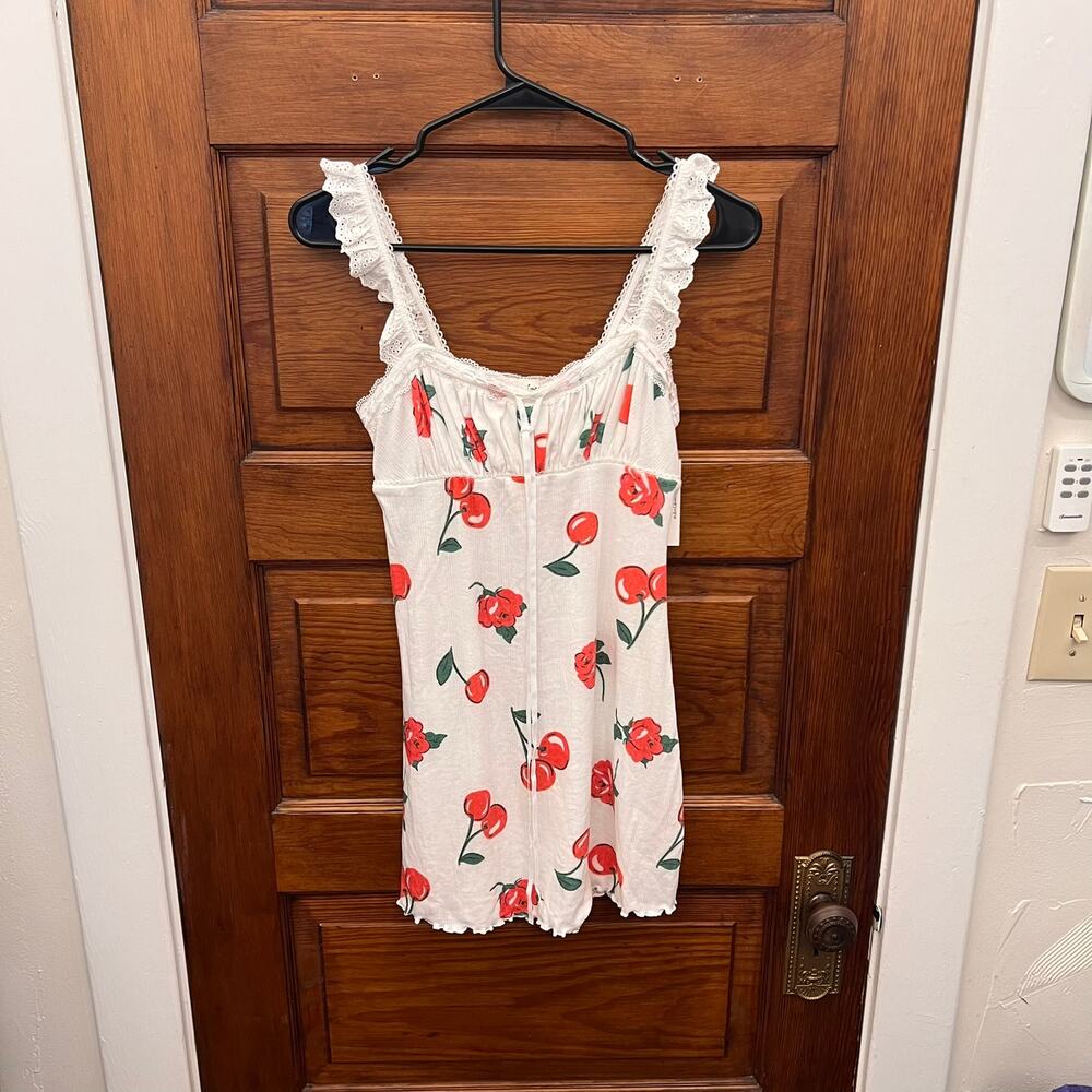 For Love And Lemons White Dress with Cherry and Floral Print sz XS NWT's $160